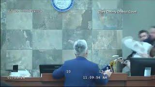 VIDEO Man jumps over bench attacks judge in Las Vegas courtroom