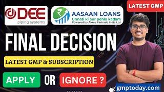 Aasan Loans IPO - Dee Piping Systems IPO  Final Decision  Latest GMP