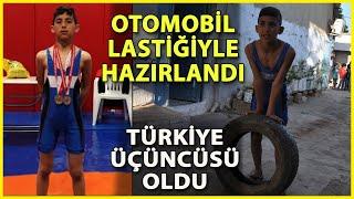 Otomobil Lastiği ile Antrenman Yapan Mustafa Güreşte Türkiye Üçüncüsü Oldu