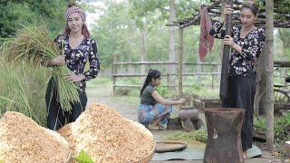 Traditional pounded rice in my country Cambodia - Polin lifestyle