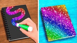 COOL SCHOOL HACKS AND DIY CRAFTS  Rainbow School Hacks & Easy Drawing Tips by 123 GO LIKE