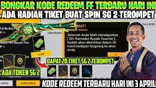 KODE REDEEM FREE FIRE TERBARU 3 APRIL 2024 HARI INI