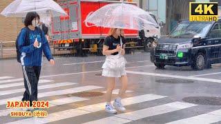 4k hdr japan travel 2024 l Rainy day Walk in Shibuya 渋谷 Tokyo  Relaxing Natural City ambience