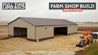 LARGE Farm Shop Full Time-Lapse Construction BONUS TRUSS FLY THRU