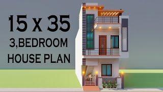 3 Bedroom Duplex House Elevation15x35 Makan Ka NakshaNew House PlanSmall 3 Bedroom House map