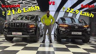 Safest SUVs  Mahindra ScorpioN Vs Tata Safari - Black Color is Awesome in Both & ₹1.5 Lakh Diff