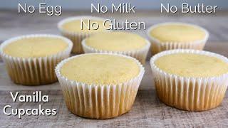 Super Moist Gluten Free Vegan Vanilla Cupcakes  No Egg No Milk No Butter Cake  ASMR Cooking