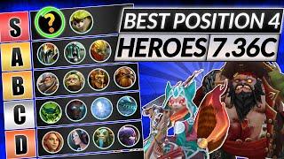 NEW POSITION 4 TIER LIST Patch 7.36C - Best Heroes For Easy MMR - Dota 2 Meta Guide