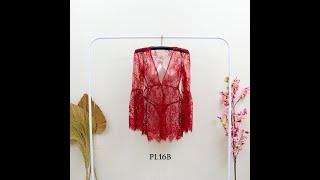 LINGERIE SEXY BAJU TIDUR KIMONO SLEEPWEAR PREMIUM LACE MERAH PL16B