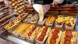 american style pizza hotdog cheese hotdog  korean street food