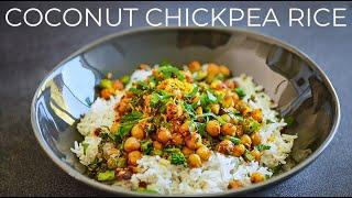Coconut Chickpea Recipe  Easy Vegetarian dinner idea  Coconut Milk Basmati Rice