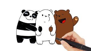 Como Dibujar y Colorear Los Osos Escandalosos Panda Polar y Pardo  Dibujos Fáciles Para Niños 