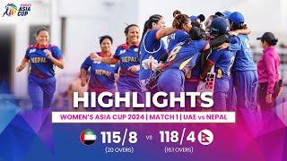 UAE W vs Nepal W  ACC Womens Asia Cup  Match 1  Highlights