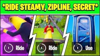 RIDE THE STEAMY STACKS A ZIPLINE AND USE A SECRET PASSAGE IN A SINGLE MATCH LOCATIONS Fortnite