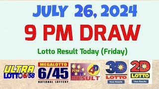 Lotto Result Today 9pm draw July 26 2024 658 645 4D Swertres Ez2 PCSO