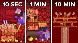 مزرعه طلای Minecraft در 10 ثانیه، 1 دقیقه و 10 دقیقه