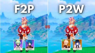F2P vs P2W Yoimiya  How much is the difference??  Genshin Impact 
