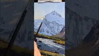 Painting a Mountain Landscape - Time Lapse Video #art #mountainart #paint