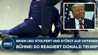 JOE BIDEN US-Präsident 80 stolpert und stürzt auf offener Bühne So reagiert Donald Trump