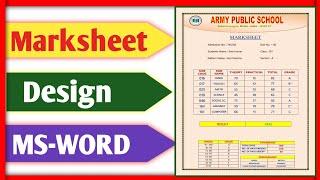 How to create Marksheet in MS Word in hindi?  School Marksheet design in word