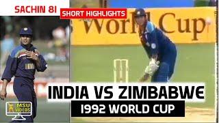 INDIA vs ZIMBABWE 1992 WORLD CUP HIGHLIGHTS  SACHIN 81   INDIA v ZIMBABWE  RAIN AFFECTED MATCH