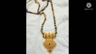 Latest gold black beads mangalasutra nallapusalu designs2021