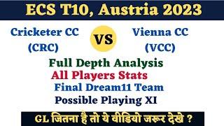 ECS T10 Austria  Cricketer CC VS Vienna CC  Final Dream11 Team  Stats & Analysis 