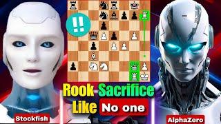 Stockfish INCREDIBLY Sacrificed His Rook Against AlphaZero In A Chess Game  Chess Strategy  AI