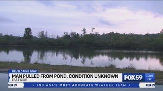 Man hospitalized after being recovered from retention pond near far east side apartment