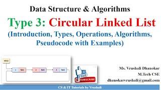 DSA 1.20 Type 3  Circular Linked List Create Insert Delete & Traversing a Nodes