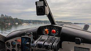 Takeoff from Ganges Harbour Salt Spring Island Onboard Harbour Air DHC-2 Beaver  Cockpit View