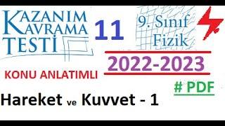 9. Sınıf  Fizik  MEB  Kazanım Testi 11  Hareket ve Kuvvet 1  2022 2023  PDF  TYT Fizik