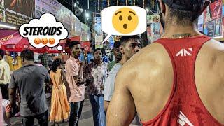 Bodybuilder in public KOLKATA  CRAZY REACTIONS  Durga Puja Kolkata