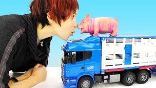 Веселая школа Капуки Кануки. Маша и грузовичок Лева на ферме. Видео про игрушки.