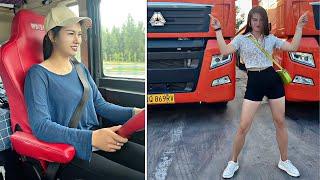 Beautiful semi-trailers lady truck drivers Yaping