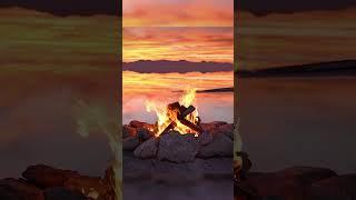 Campfire at Sunset on the Great Salt Lake #campfire #nature #fireplace #naturesounds #sunset #shorts