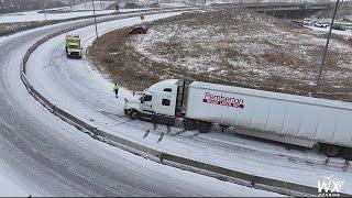 Cars and Trucks sliding on icy roads - Memphis - 2024 - Massive Southern Winter Storm - 4k