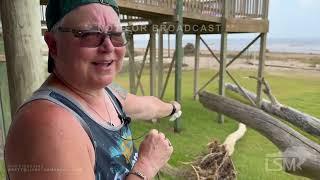 07-09-2024 Sargent Beach TX  - Woman Rides Out Beryl Inside of Her Beachfront Home