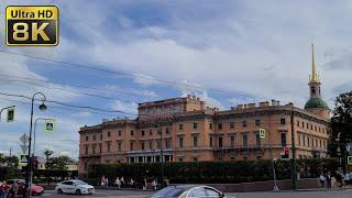 Walk around favorite places Mikhailovsky Castle St.Petersburg 08152021 8K video quality