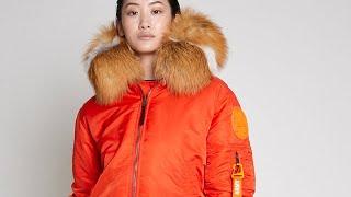 WOMENS ARCTIC ARMY BOMBER JACKET - ORANGE