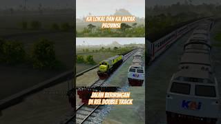 2 Kereta api berjalan beriringan di rel double track Beamng Drive