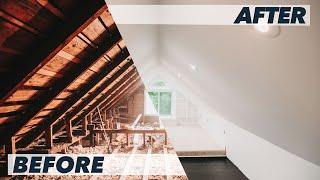 Incredible Attic Transformation in 5 Min  Timelapse DIY Attic Loft Renovation