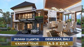 DESAIN RUMAH 2 LANTAI BERGAYA MODERN DENGAN 4 KAMAR TIDUR DI DENPASAR BALI  - JASA DESAIN RUMAH