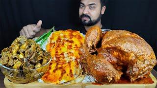 SPICY WHOLE CHICKEN CURRY FRIED EGGS MUTTON BOTI CURRY RICE MUKBANG ASMR EATING SHOW BIG BITES 