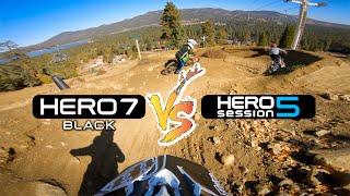 Comparing 2 Helmet Cam Setups in the Bike Park  GoPro HERO 7 Black VS HERO 5 Session