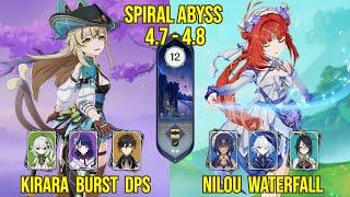 C5 Kirara Spread Burst & C0 Nilou Waterfall  Spiral Abyss Version 4.8 - 4.7  Genshin Impact