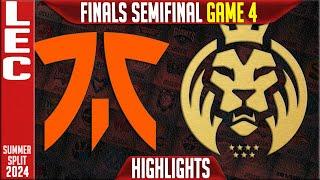 FNC vs MDK Highlights Game 4  LEC Season Finals Winners Semifinal  Fnatic vs MAD Lions Koi G4