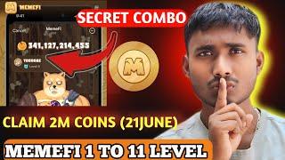  Level 1-11  Memefi Secret Reward Combo Memefi 2000000 Coins Code  Memefi Secret Code #memefi