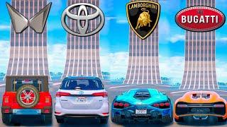 GTA 5 100 Indian Car Vs 100 Super Cars  IMPOSSIBLE 100000 Feet sky 90° Climbing  GTA 5 MODS