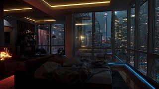 Sleep In This Multi Million Dollar Toronto Apartment & Cozy Fireplace  Rain Sounds For Sleep  4K